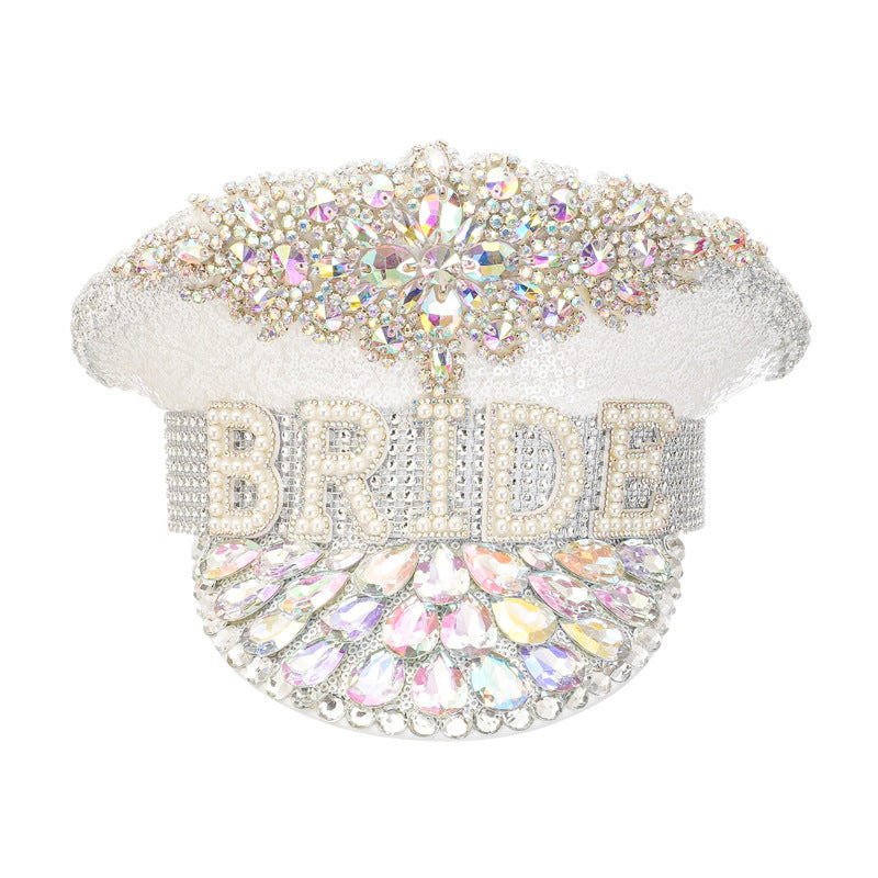 Party Rhinestone Bridal Letter Bride Hat